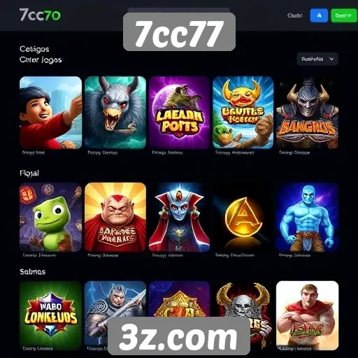Exploração das categorias de jogos disponíveis no 7cc77